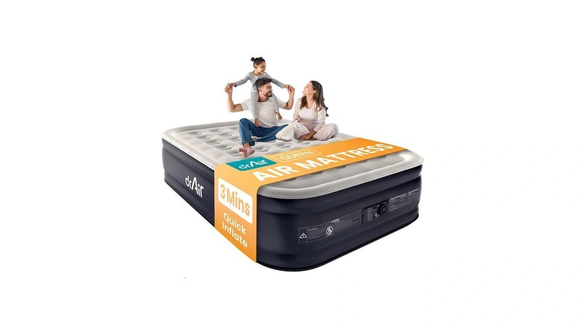 Dr. Air Queen Air Mattress With Built-in Pump, 18" Raised