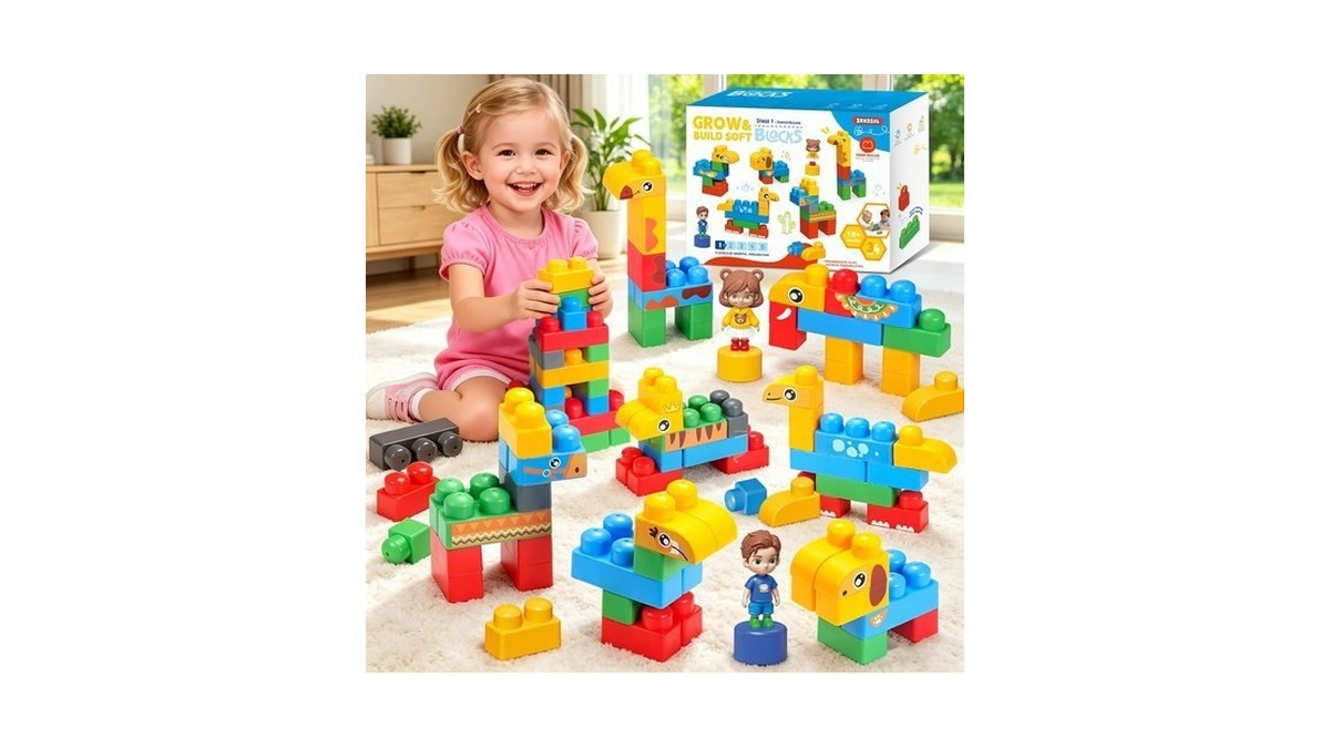 Ikkosya Soft Building Blocks For Toddlers, 34pcs Animal Blocks, Ages