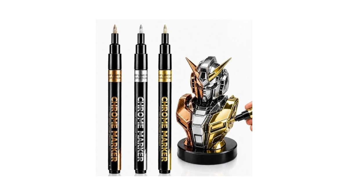Hotu Liquid Chrome Markers Pens,3 Colors Gold Silver Copper, Permanent