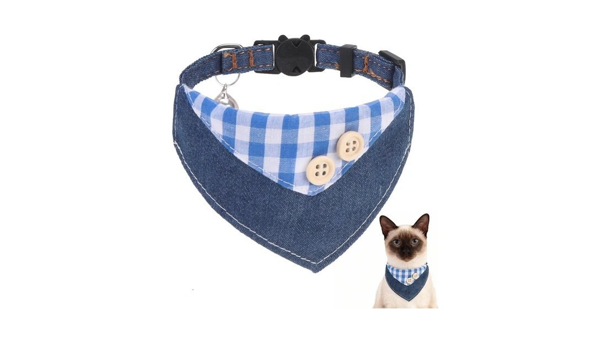 Scenereal Breakaway Cat Collar With Bandana Bell, Cute Cat Bandana
