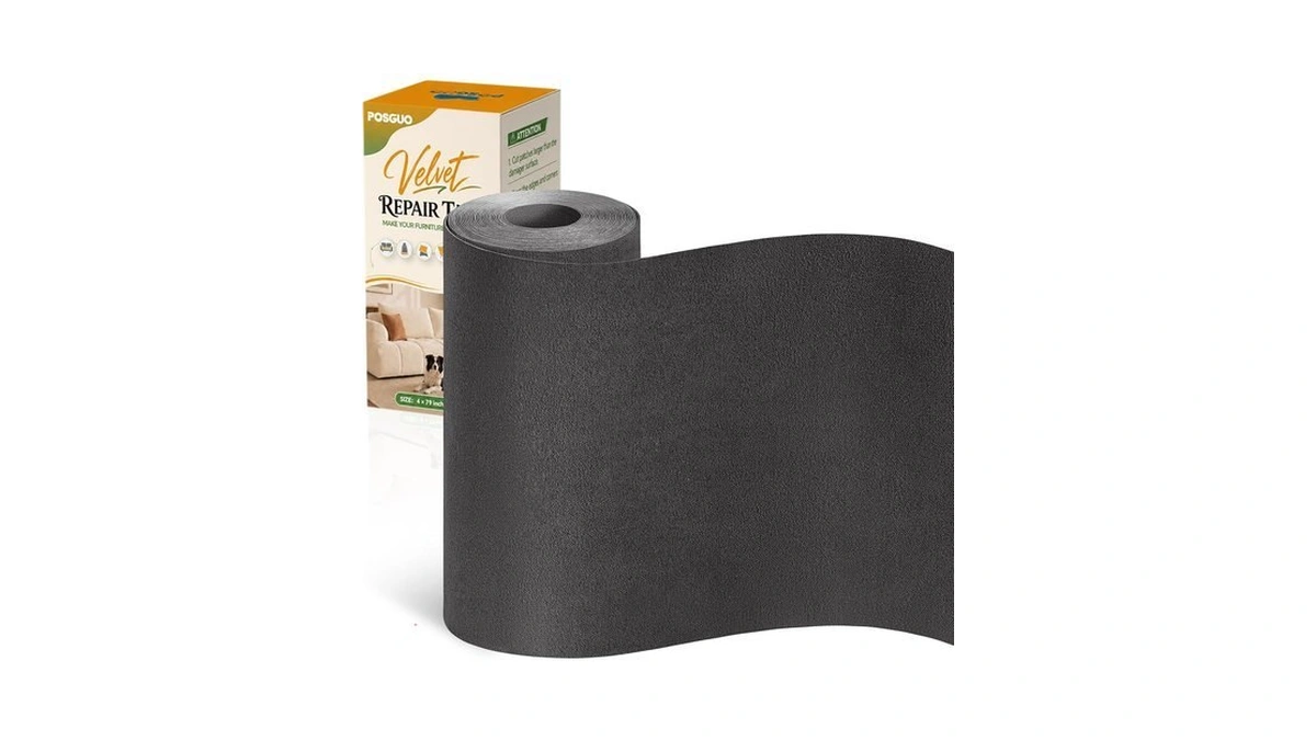 Self Adhesive Couch Patch Repair Fabric Velvet Tape Dark Gray,