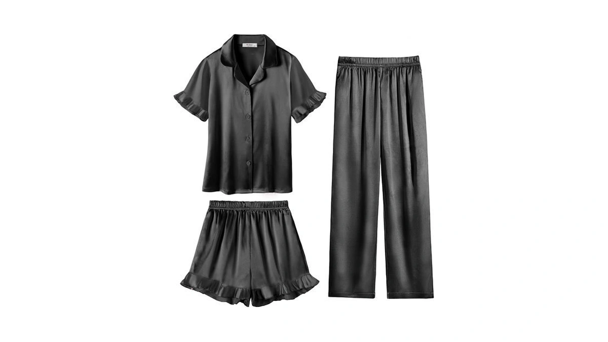 Arshiner Girls Pajamas Sets 3 Piece Satin Pjs Short Sleeve