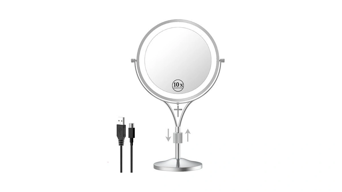 Lansi 1x/10x Magnifying Mirror With 3 Color Lights And Cross