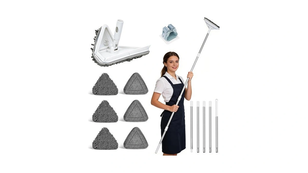 Wall Cleaner Mop With 80" Long Handle.includes 6 Washable Microfiber