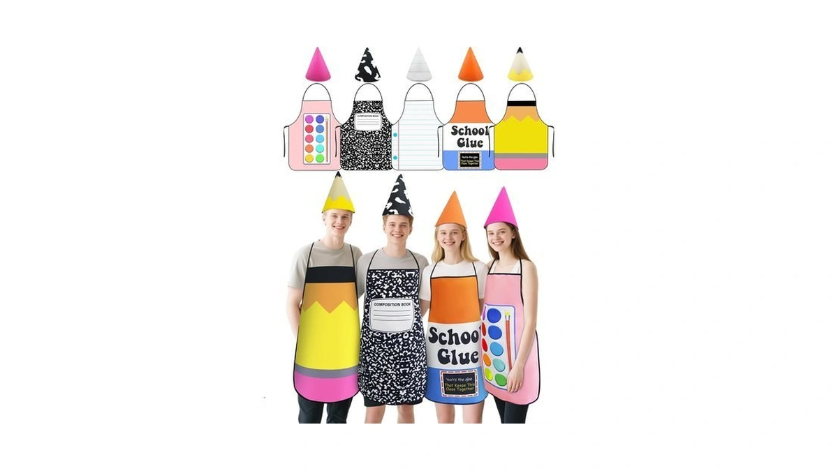 5 Sets Halloween Costumes For Teachers Group Colorful Apron Outfits