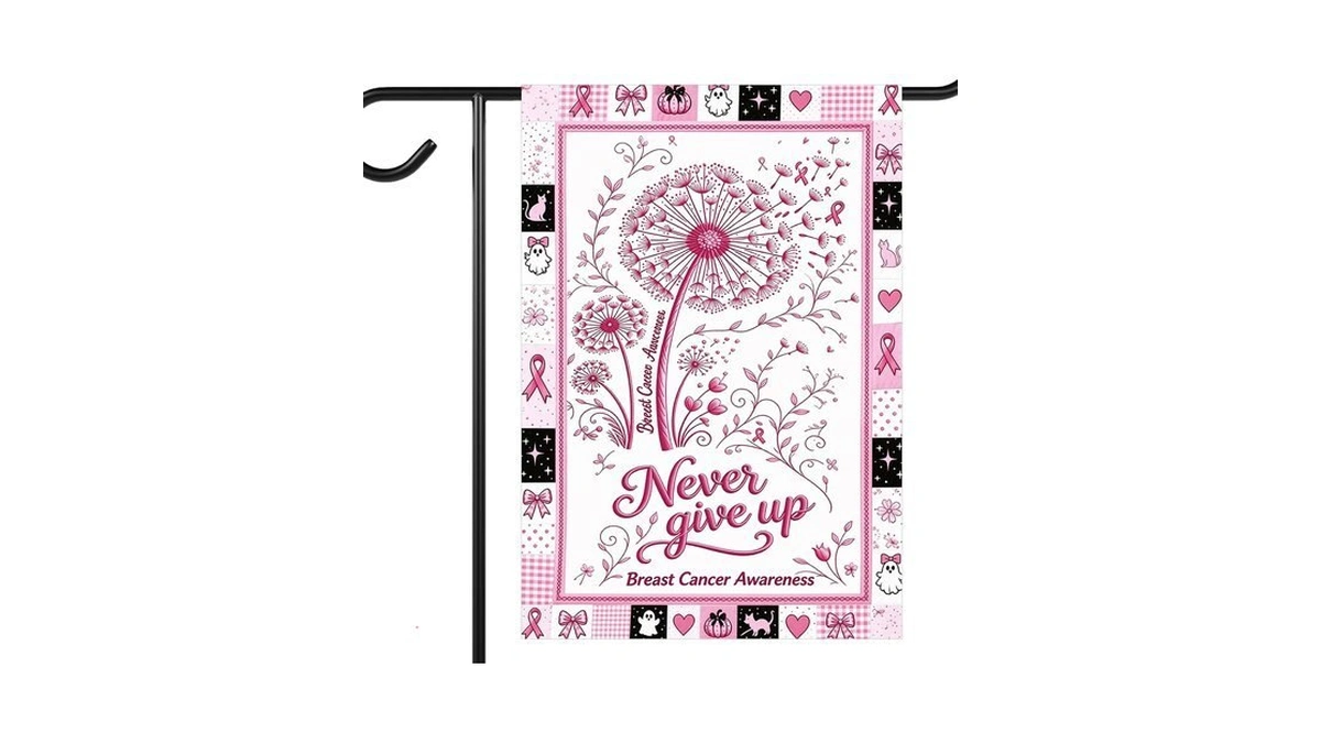 Breast Cancer Awareness October Garden Flag 12x18 Double Sided Pink