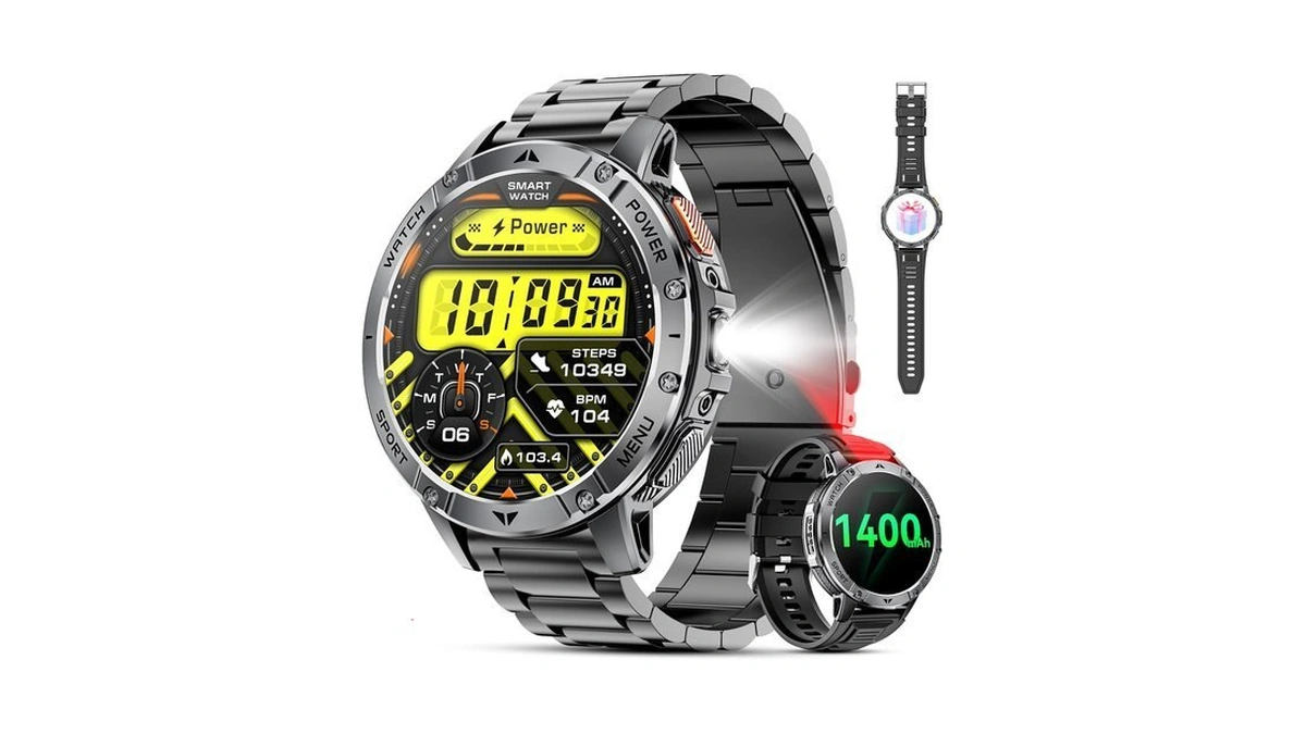 Military Smart Watch For Men, 1.7" Smartwatch With Flashlight &