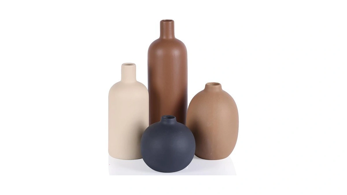 Ceramic Neutral Vase Set Of 4 - Modern Decorative Flower