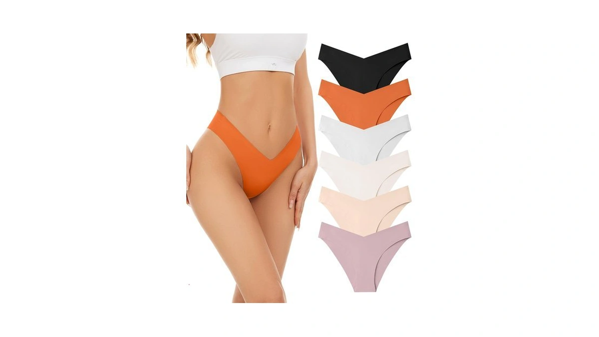 Riozz Seamless Bikini Cheeky Panties For Women Soft V-cut No