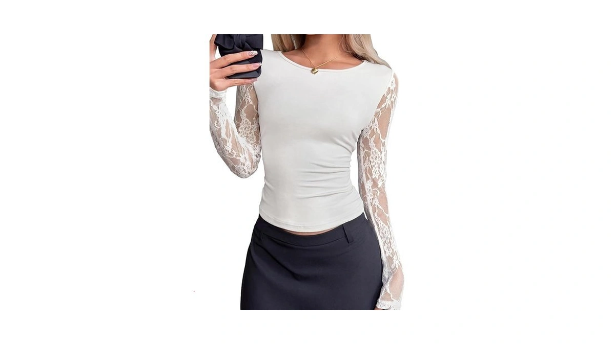 Btfbm Lace Long Sleeve Tops For Women Fall Clothes 2026