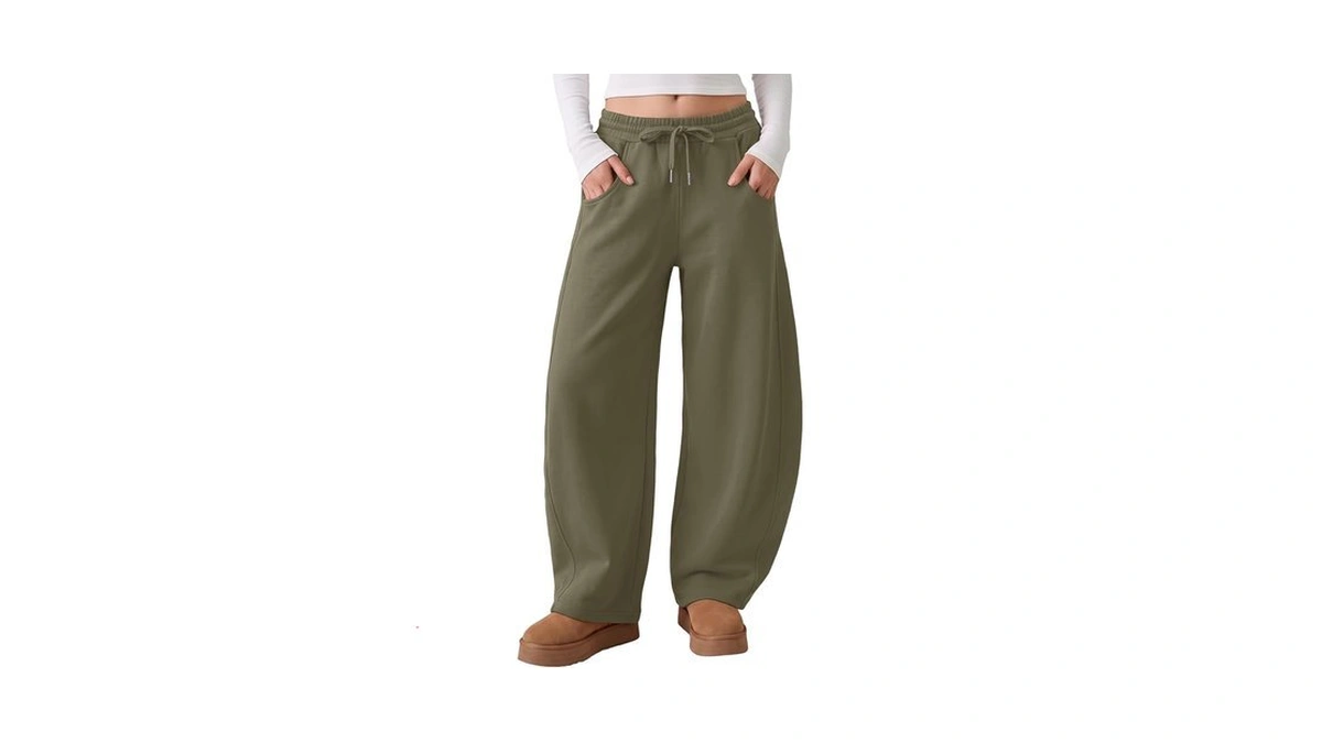 Lomon Women Fleece Lined Barrel Leg Sweatpants Casual Relaxed Fit
