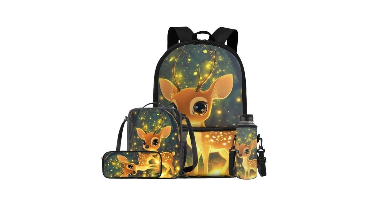 Bivxisrvo Yellow Deer Pre School Backpack For Girls With Lunch