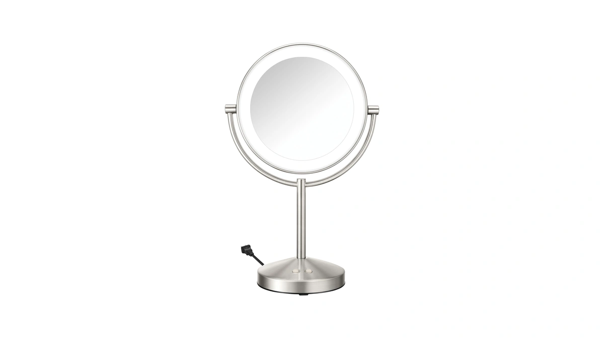 Conair Led Vanity Mirror, Double-sided, 10x Magnification, Satin Nickel