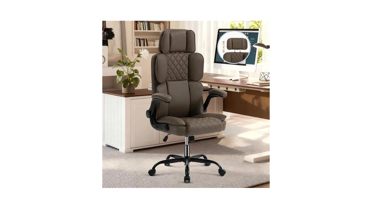 Office Chair With Adjustable Headrest - Executive Leather Desk Chair