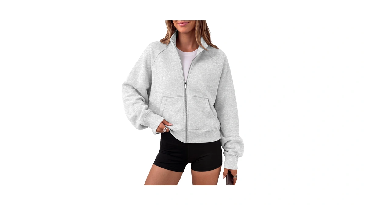 Trendy Queen Womens Zip Up Cropped Hoodies Mock Neck Sweatshirts