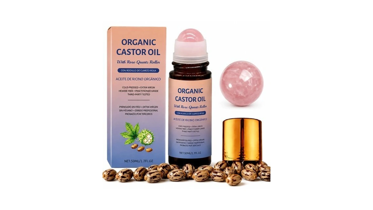 Organic Castor Oil Rose Quartz Roller Ball,roll On Caster Oil