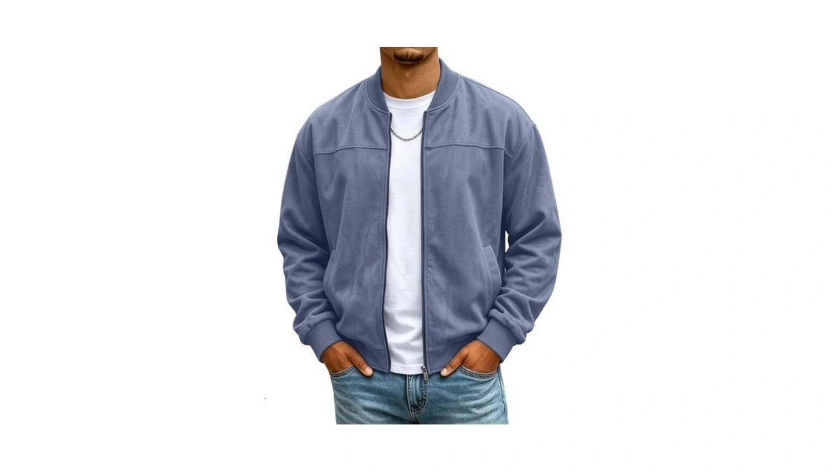 Mens Bomber Jacket Zip Up Business Casual Light Jackets With