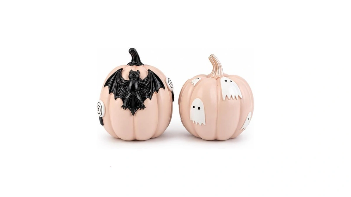 Gognome Halloween Decorations Pumpkin Figurines Set Of 2, Cute Resin