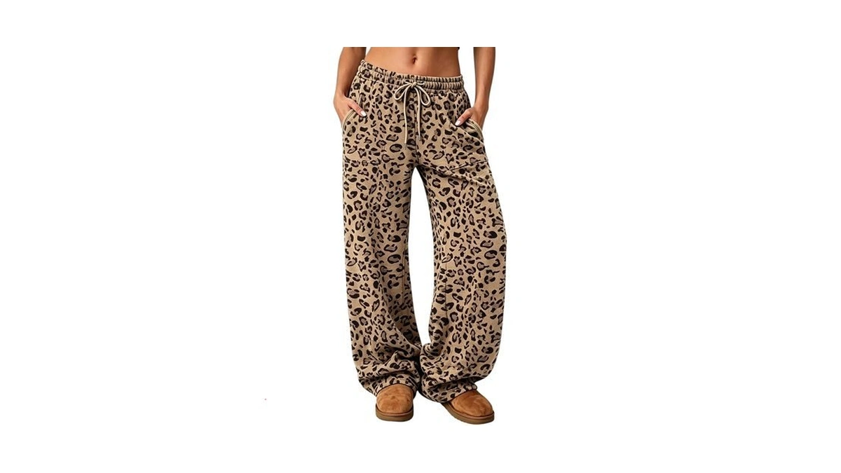 Women Joggers Sweatpants Casual Cheetah Print Lounge Barrel Pants Trousers
