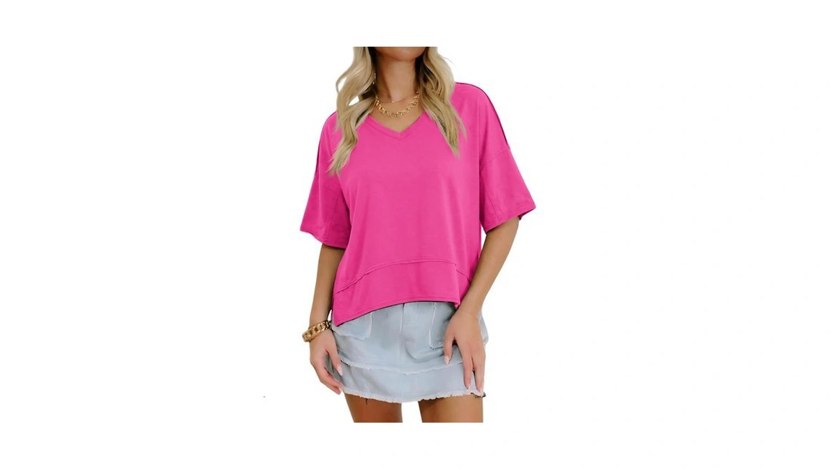 Datamount V Neck T Shirts For Women Loose Fit Oversized