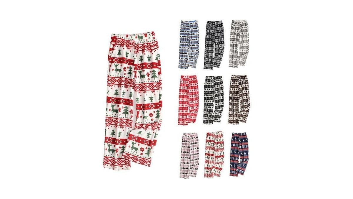 Pajama Pants Women Fuzzy Christmas Elastic Waist Flannel Pj Trousers