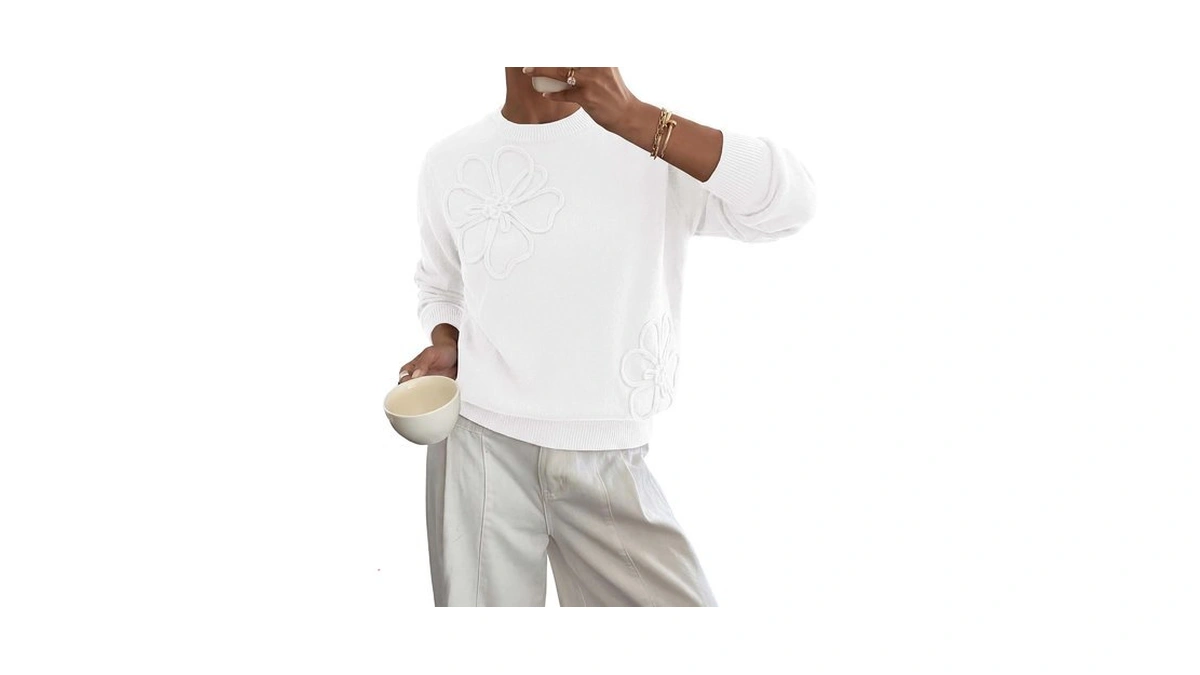 Btfbm Womens Sweaters Lightweight Long Sleeve Tops,white,x-large
