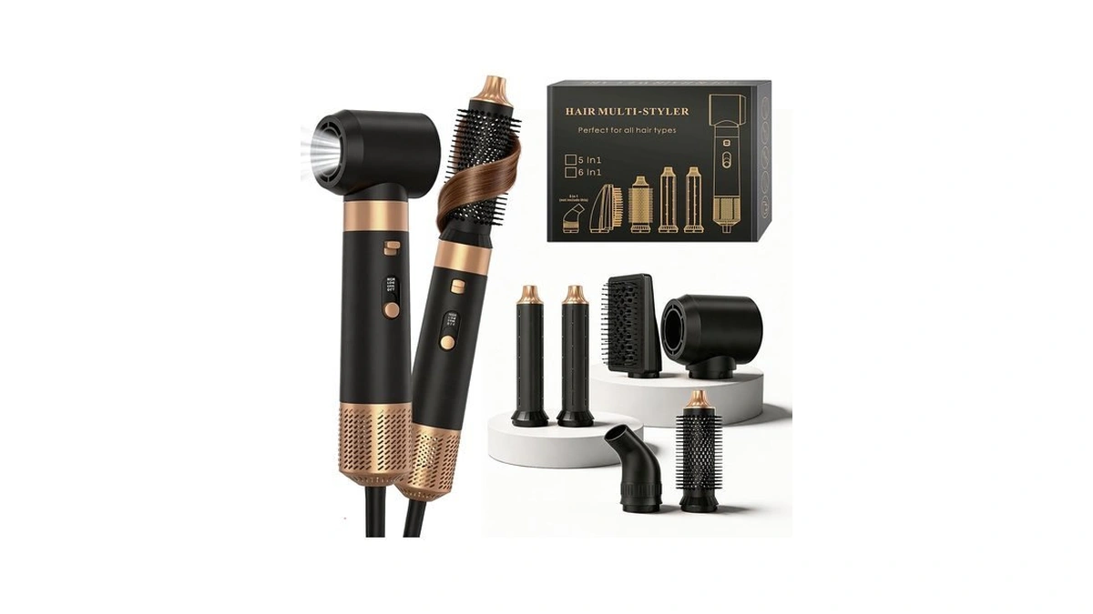6 In 1 Blow Dryer Brush, Negative Ionic Hot Air