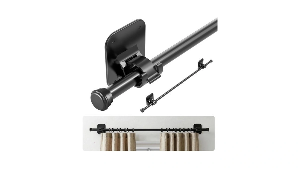 Curtain Rods No Drilling For Windows 30-75 Inch, Adjustable Curtain