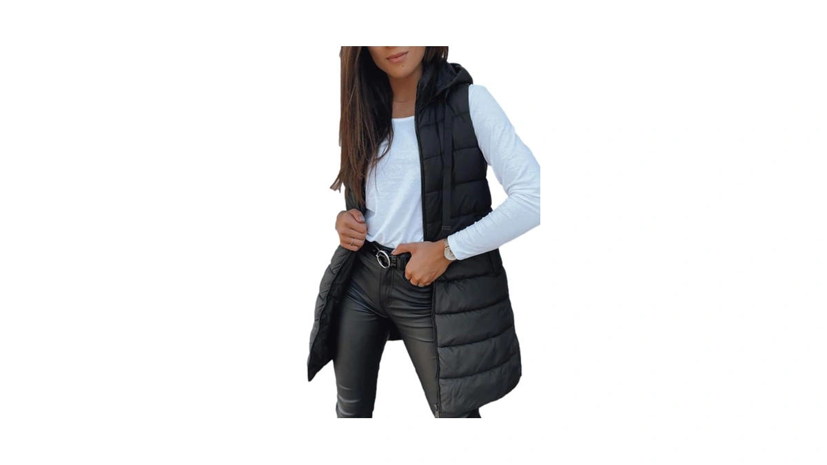 Veatzaer Women Long Vest Sleeveless Hood Winter Puffer Vest Outwear