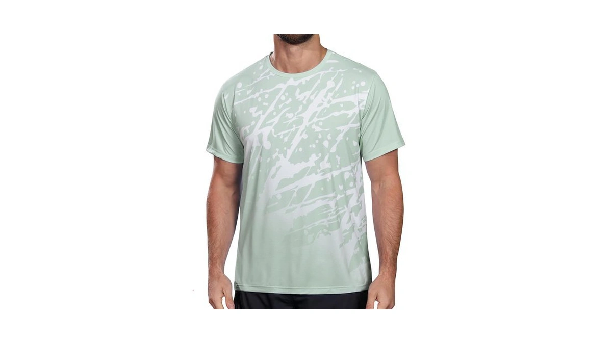 Zeetoo Men's Athletic T-shirt Running Shirts Short Sleeve Tops Green