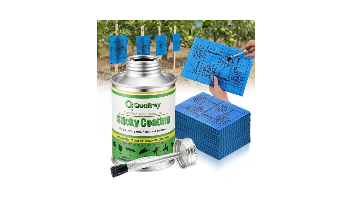 Qualirey Sticky Fly Trap Coating With Brush, Outdoor Trap Bags,blue