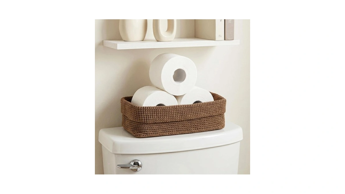 Kewcove Toilet Paper Basket, Boho Bathroom Decor, Small Storage Organizer