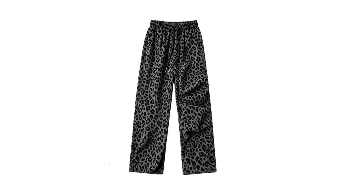 Womens Wide Leg Pants Baggy Leopard Casual High Waisted Sweatpants