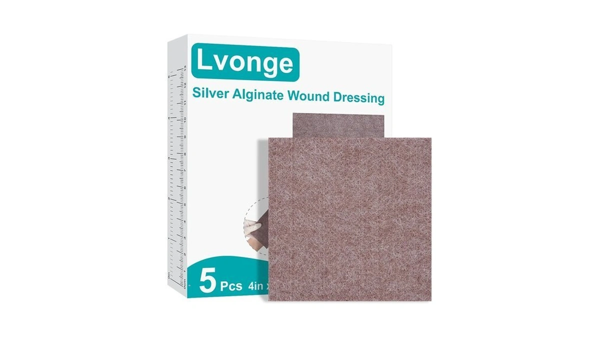 Sliver Calcium Alginate Wound Dressing, 4x4 Inch Gauze Pads (5