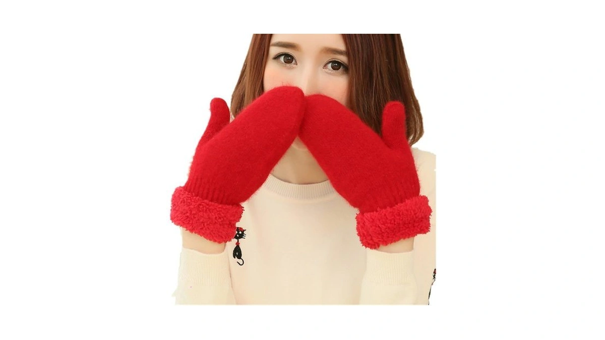 Vimeet Winter Thicken Warmer Women Gloves Knitted Wool Plush Full