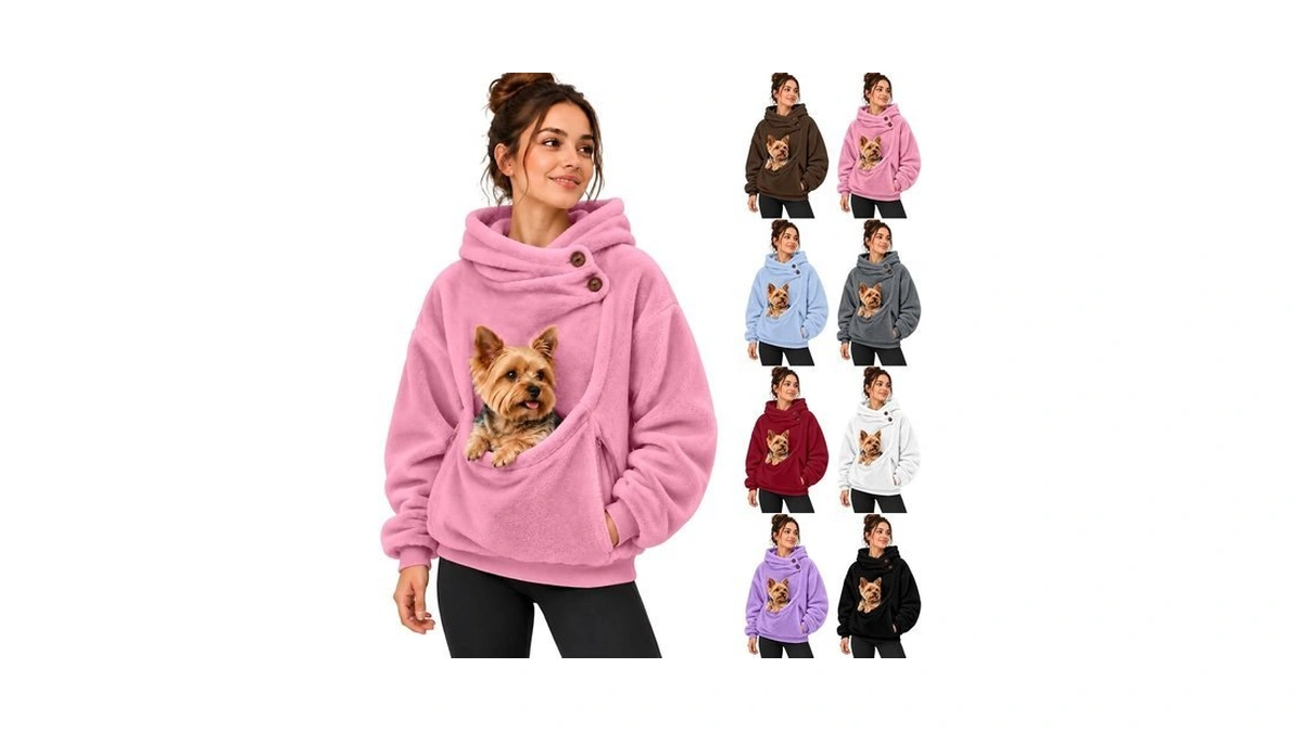 Pet Cat Pouch Hoodie Womens Mens Oversized Dog Carrier Top