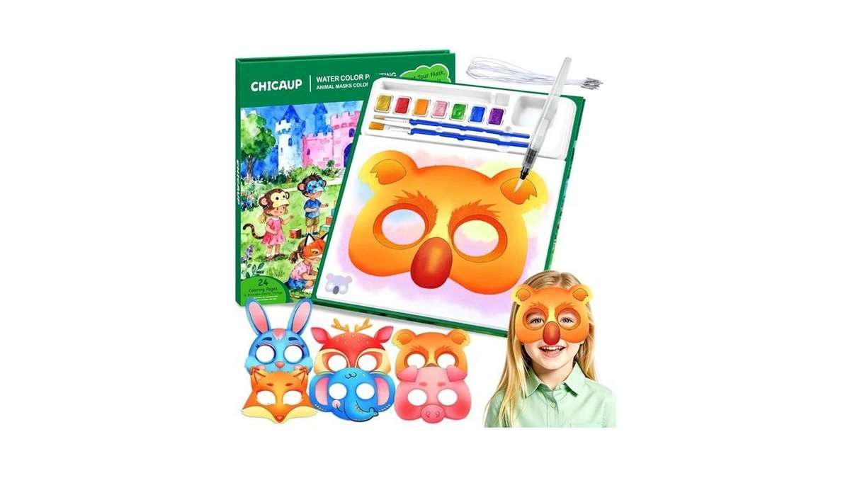 Animal Masks Paint With Water Coloring Books For Kids, 24