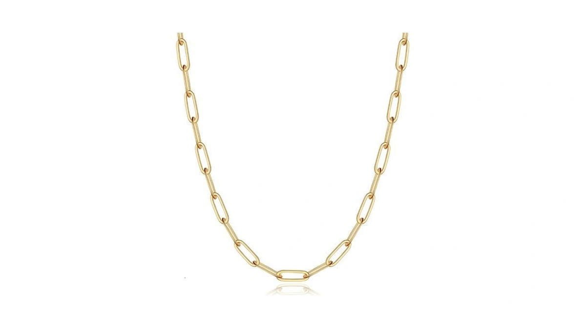 Hadoken Gold Plated 925 Sterling Silver Paperclip Chain, 3 Mm,