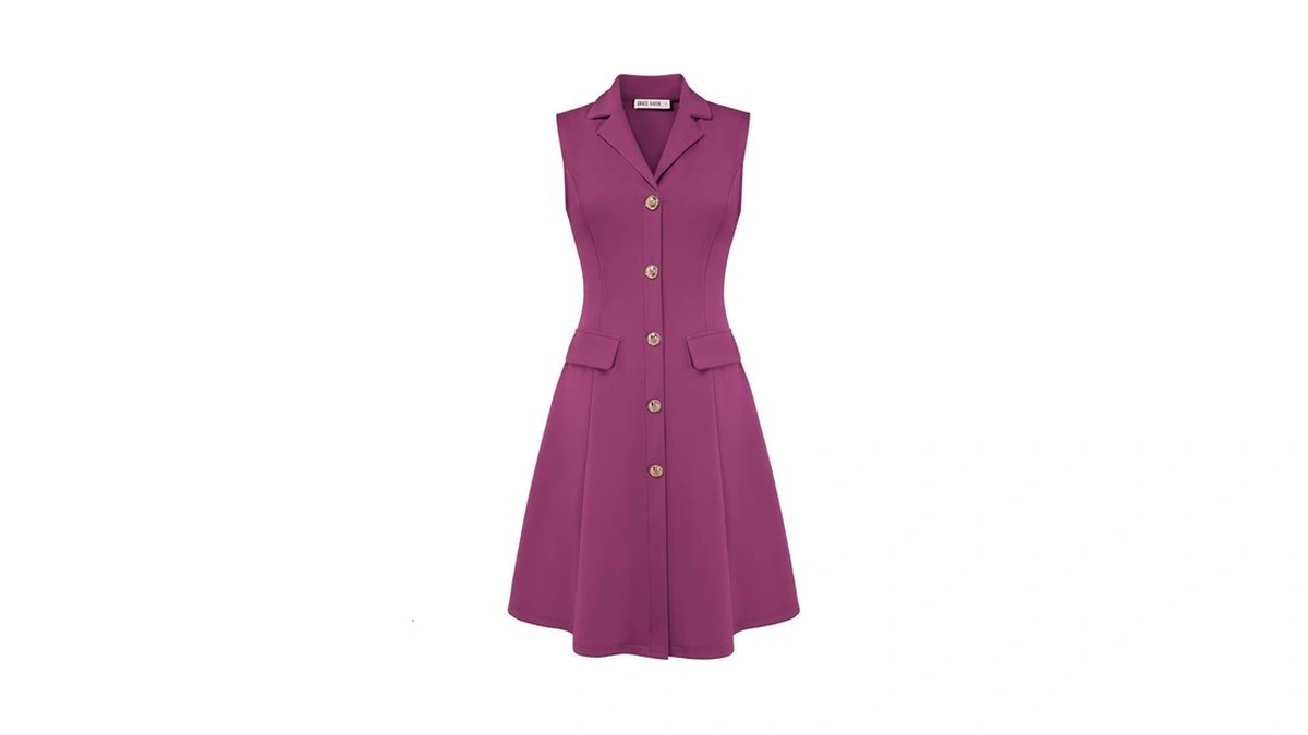 Grace Karin Womens Sleeveless A-line Rose Purple Work Professional Dress