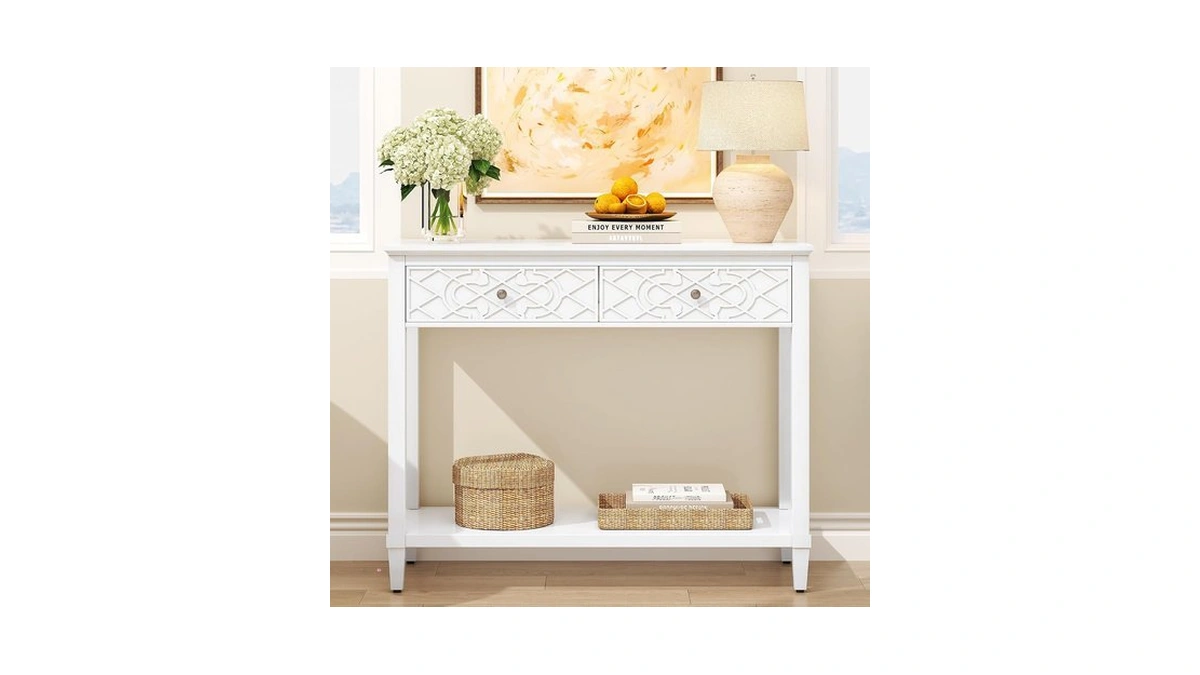 40" Console Table With Drawer, Entryway Table With Shelf, Accent
