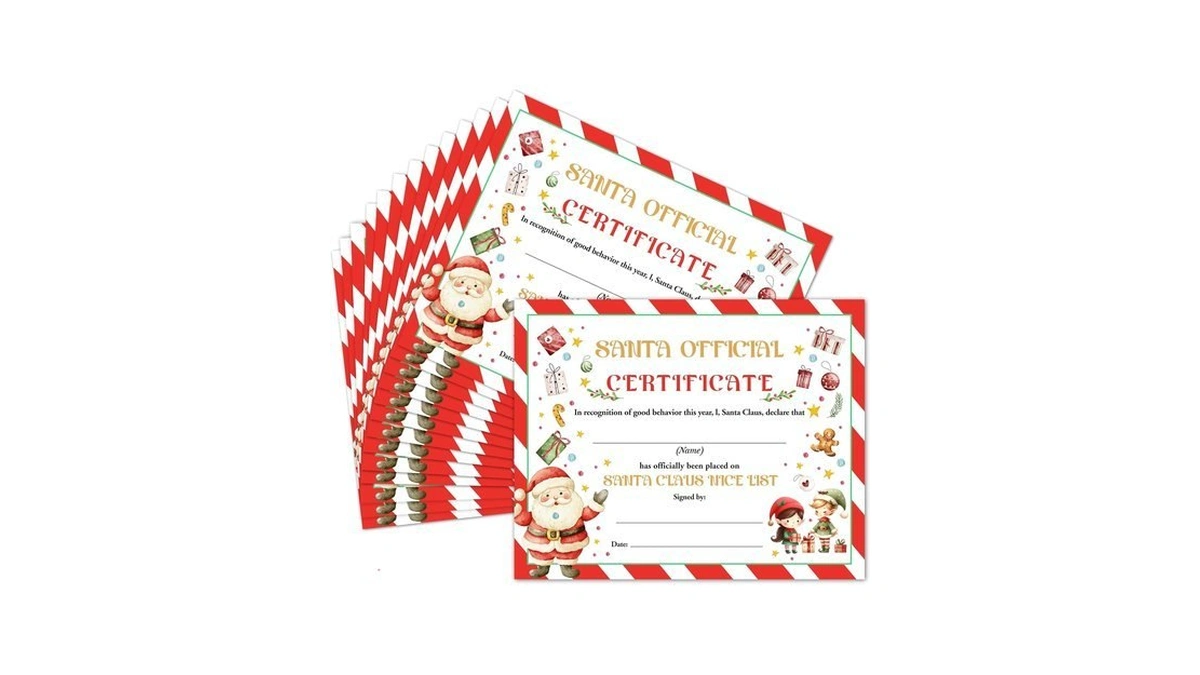 Christmas Gifts Certificates, 25 Pcs Xmax Holiday Certificates From Santa,