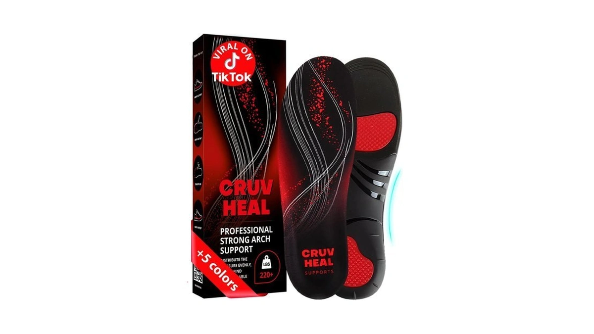 Cruvheal 220+ Lbs Plantar Fasciitis High Arch Support Insoles Men