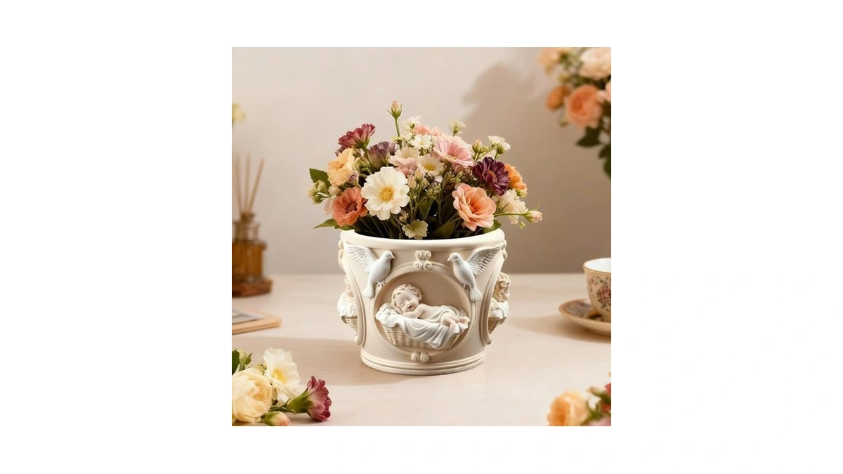 Angel Baby Style Flower Pot Resin Mold