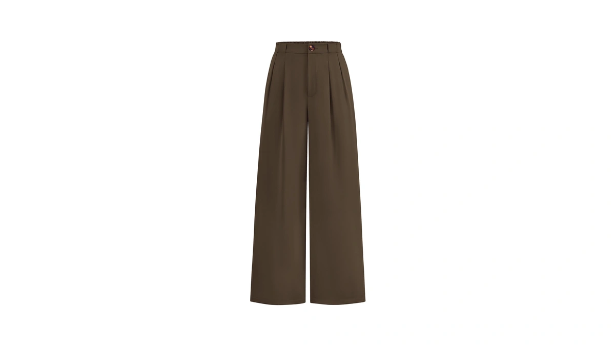 Kirundo Wide Leg Pants For Women 2026 Dressy Button Trousers,coffee,l