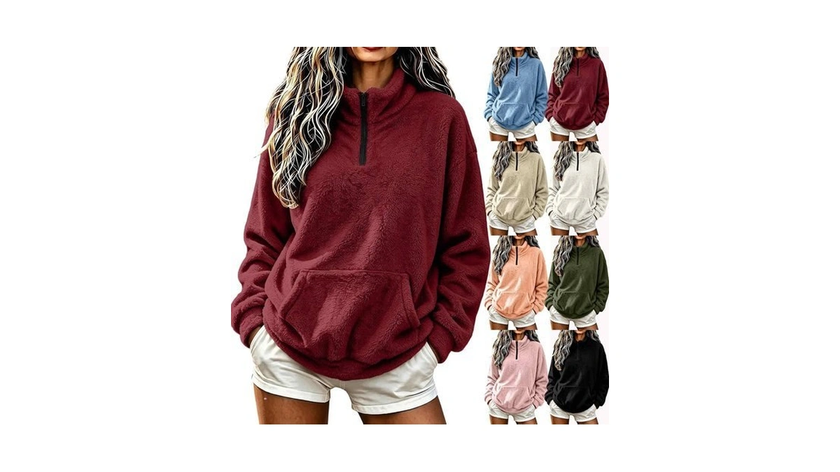 Sherpa Pullover Womens Fleece Pullover Women Quarter Zip Sherpa Jacket