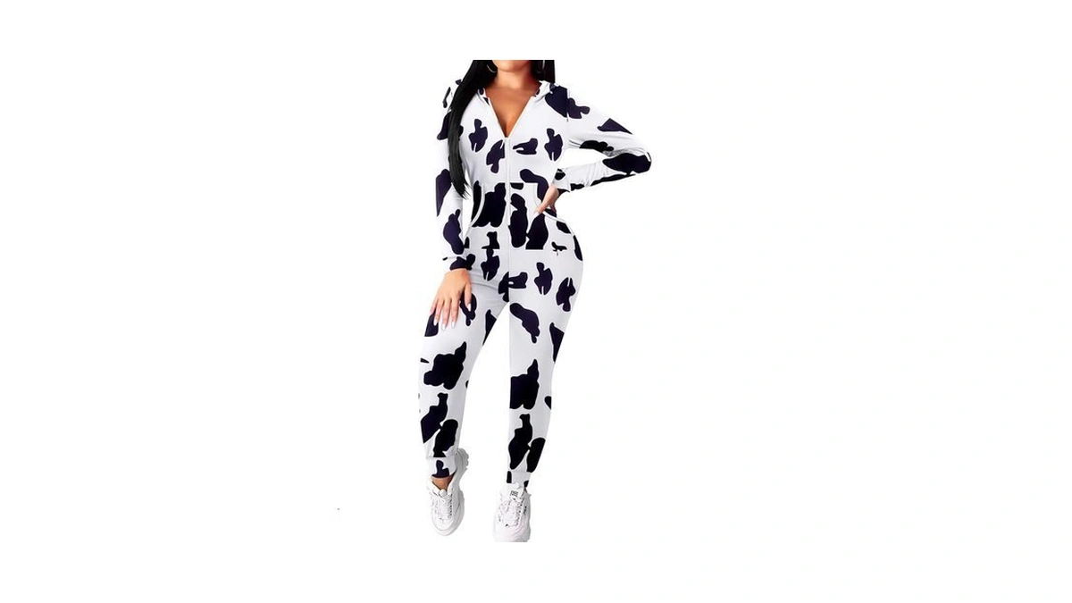 Ekouaer Halloween Onesie For Women Hooded Jumpsuit Sexy One Piece