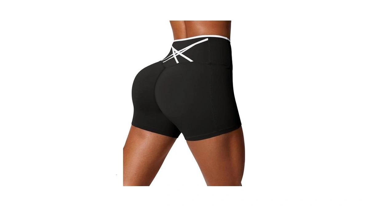 Aoysky Womens Workout Biker Shorts 5" Color Block High Waisted