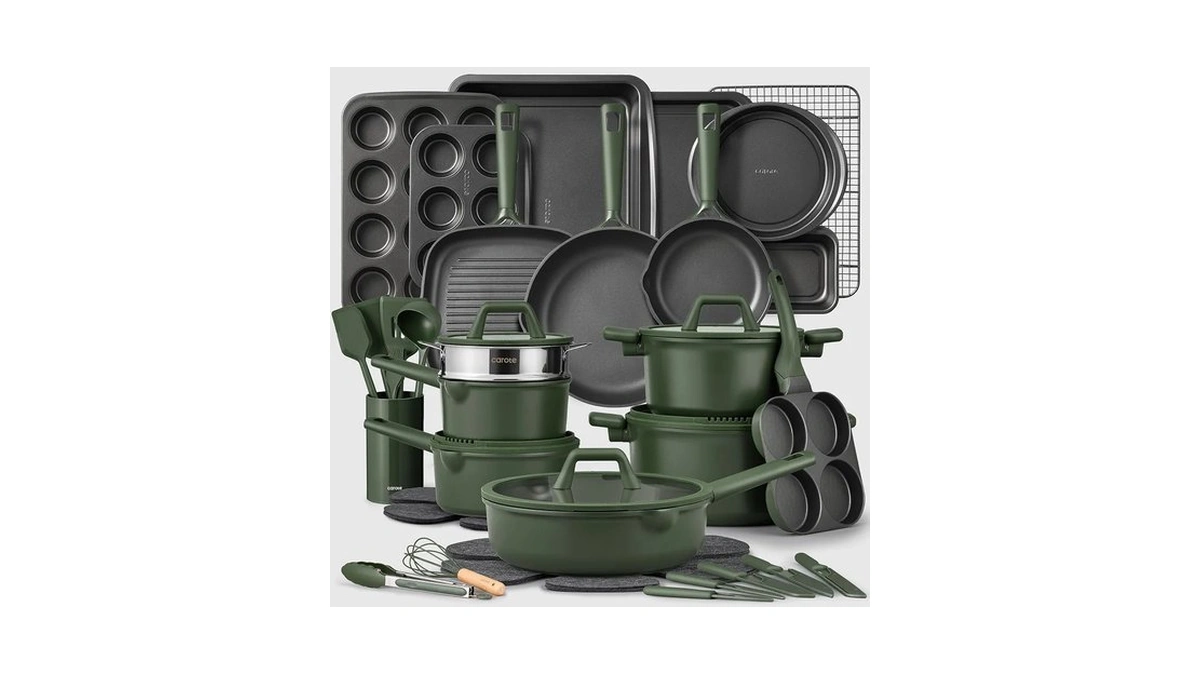 Carote 49pcs Nonstick Cookware Set, Pots And Pans Set With