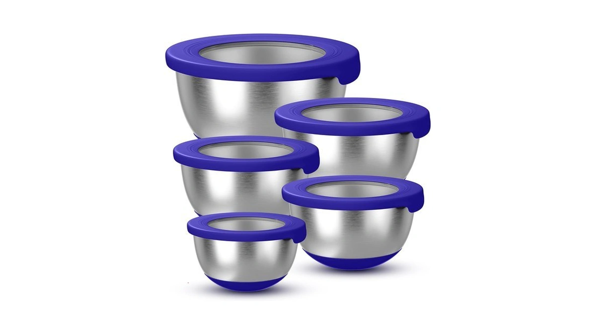 Kiteiscat Stainless Steel Mixing Bowls With Lids – Set Of