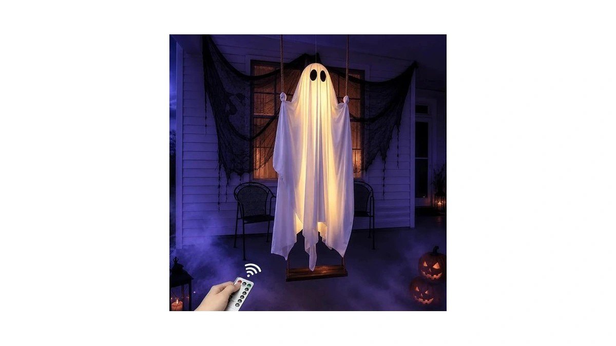 Large 5ft Pre-assembled Hanging Swing Ghost Halloween Decorations Outdoor